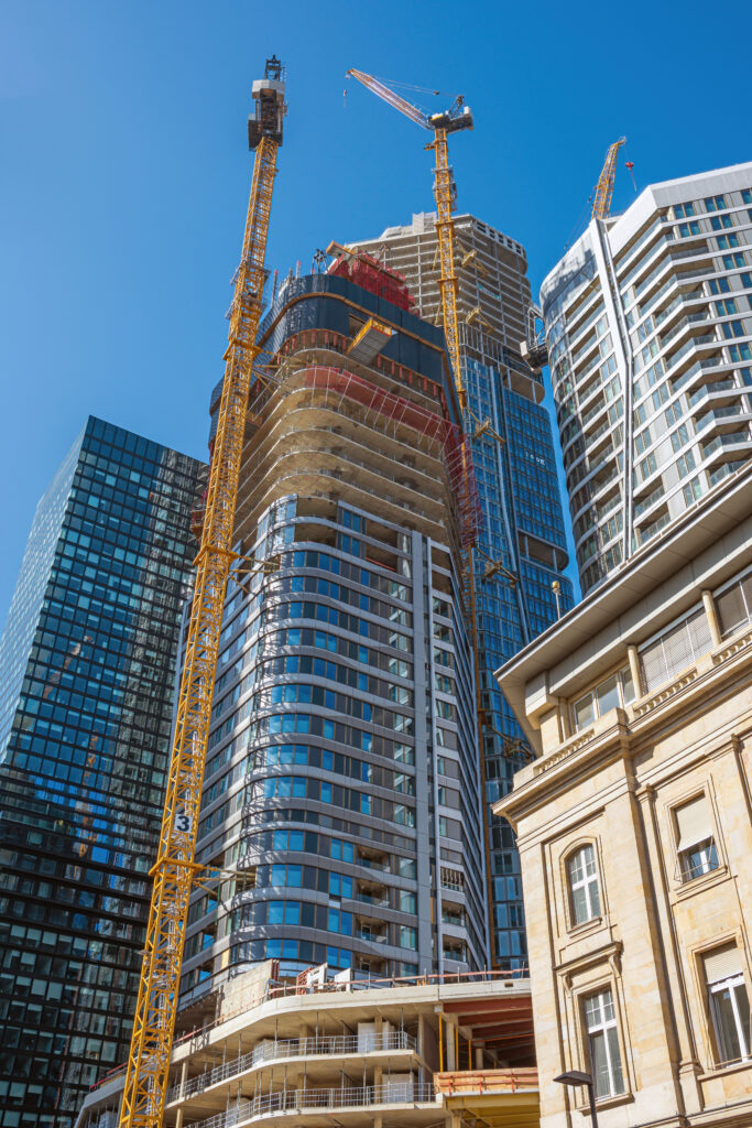 Cranes above a modern construction site